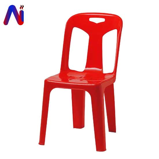 เก้าอี้พลาสติกแบบมีพนักพิงรับน้ำหนักได้ 100กก. สีแดง