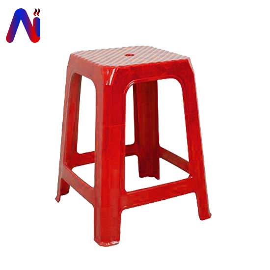 เก้าอี้พลาสติกหัวโล้น สี่เหลี่ยม ขนาด 270x400x500มม. สีแดง